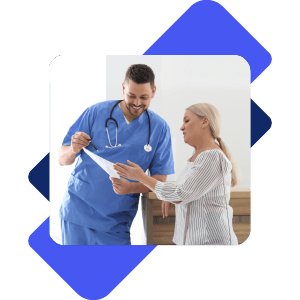 Medical professional with patient